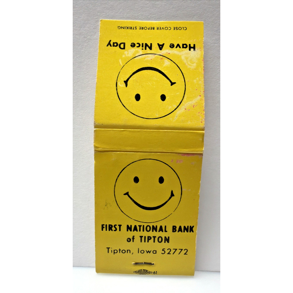 Vintage First National Bank Matchbook Advertising Matches Tipton Iowa Full